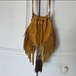 Zara basic fringe mini bucket bag